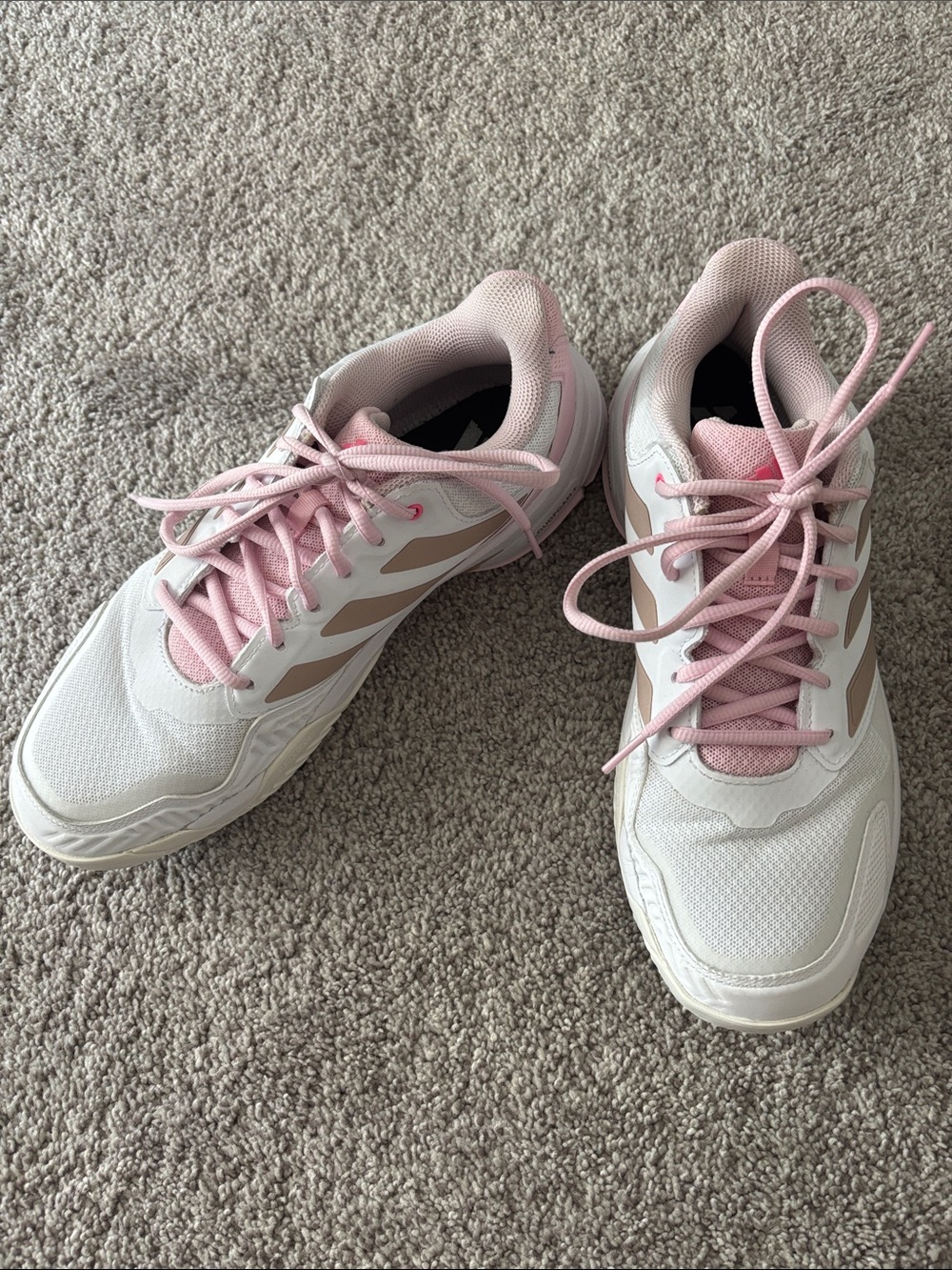 adidas Women's White & Pink Court Jam Control 3 Tennis/Pickleball Shoes
